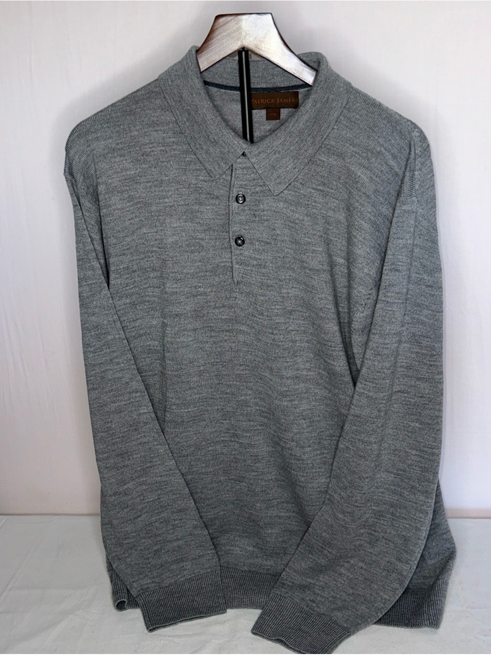 Men's Crewneck Polo Sweater in Gray by Patrick James